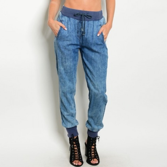 Pants - B2G1 - 1 Small Left! Denim Drawstring Joggers